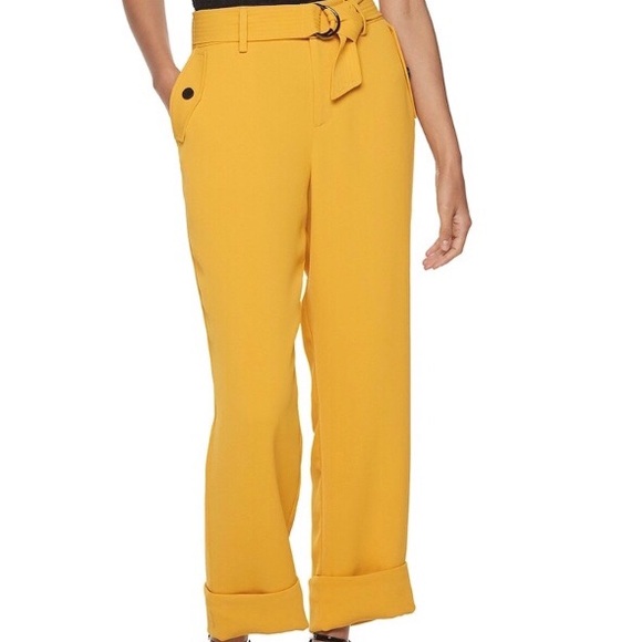 BOHO Style CARA & SANTANA (Apt.9) Mustard CAPRI PANTS Loosely Fit Size 10 - Picture 5 of 13